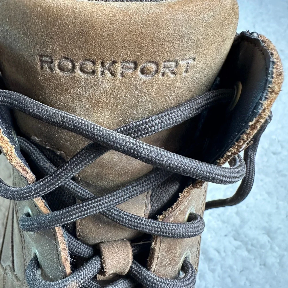 Rockport Boots Mens 12 Brown Leather Moc Toe Lace Up Gorpcore Hiking Outdoor